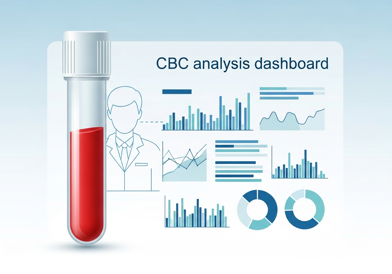 Blood Tests and CBC in Leukemia Diagnosis — educational medical diagram