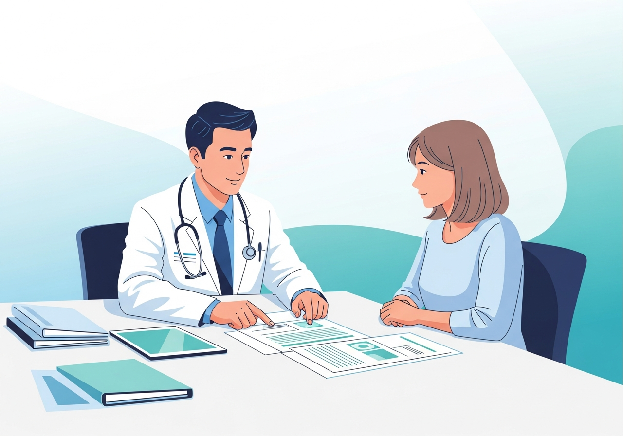 Clinical Trials, Treatment Decisions, and Recovery Planning — medical illustration