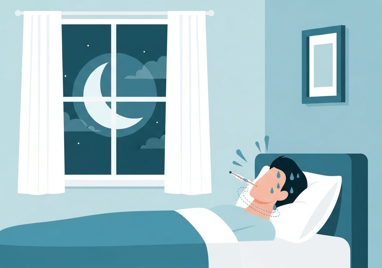 Night Sweats and Leukemia — medical illustration