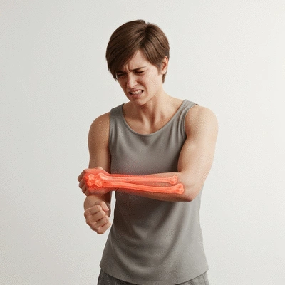 Person experiencing bone pain in their leg, emphasizing discomfort, no text, no words, no typography, clean image