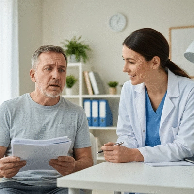 Patient discussing unexplained weight loss and symptoms with a doctor