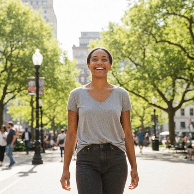 Leukemia survivor engaging in light physical activity, showing improved quality of life, bright and hopeful atmosphere